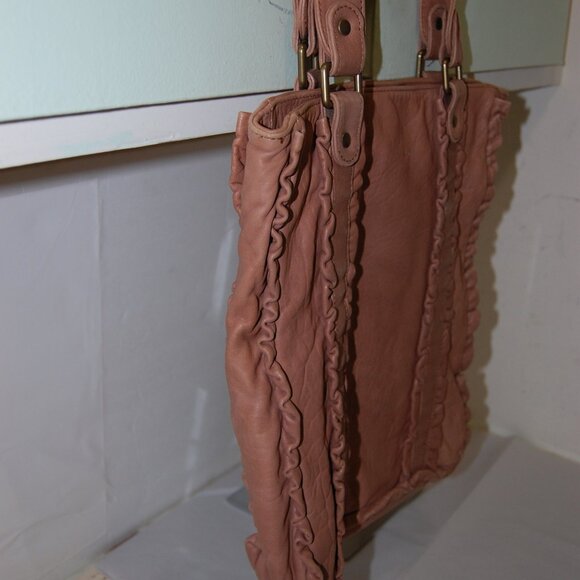 ❤️GERARD DAREL Soft Lamb Leather Gold Metal Hobo Purse Shoulder Bag - Picture 4 of 12